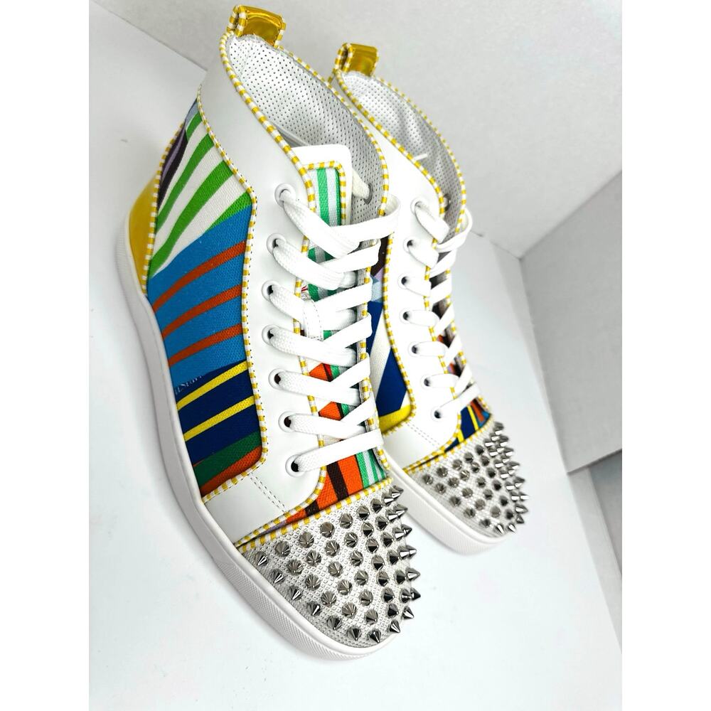 Louboutin Louis Spikes High Top Sneakers Multicolor Leather size EU 41.5 - Picture 8 of 9